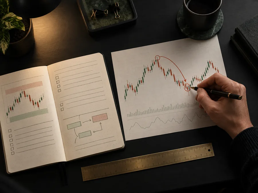 A trader reviewing a difficult session and refining the plan
